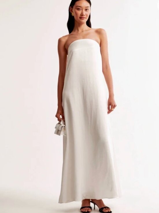 Abercrombie & Fitch Dresses & Skirts - White Strapless Trapeze Maxi Dress